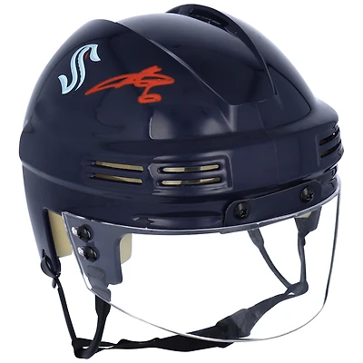 Mini casque bleu profond autographié par Adam Larsson du Seattle Kraken
