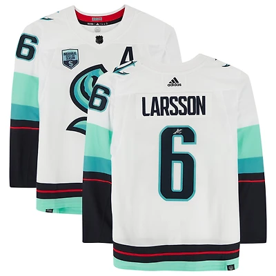 Adam Larsson White Seattle Kraken Autographed adidas Authentic Jersey with Inaugural Season Jersey Patch