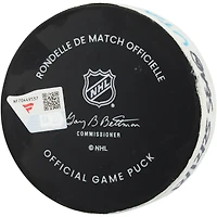 Rondelle de but utilisée par Ben Meyers du Kraken de Seattle contre le Mammoth de l'Utah le 12 décembre 2025