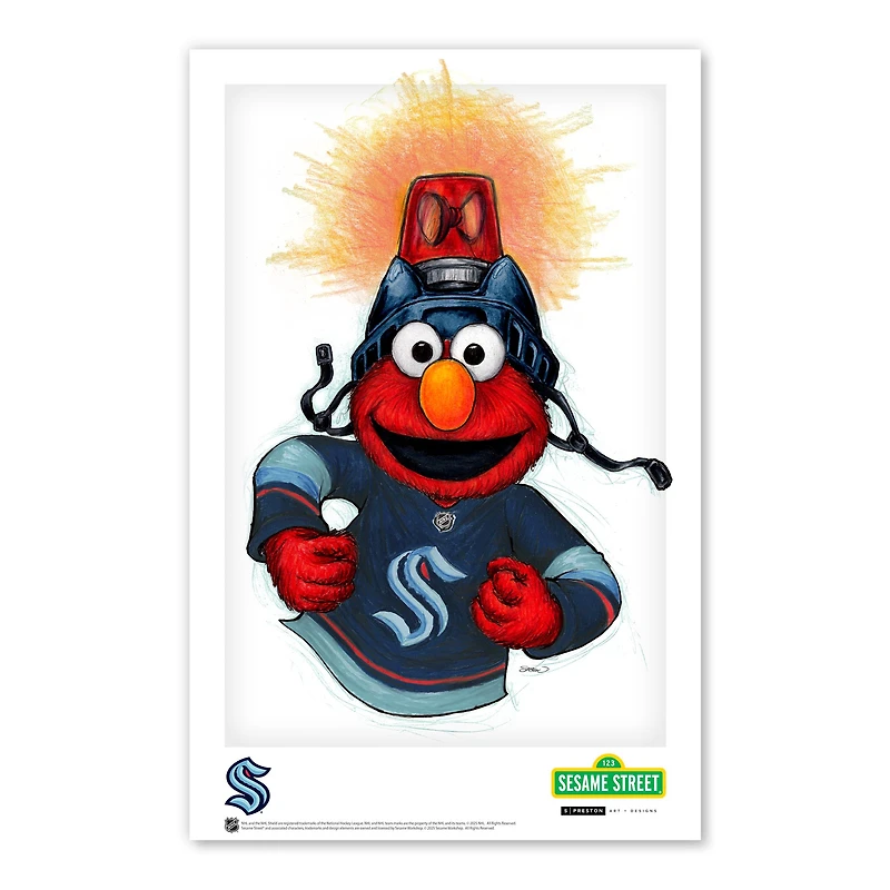 Affiche Elmo Seattle Kraken 11 x 17 pouces de Sesame Street