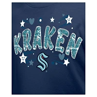 T-shirt à paillettes bleu marine Seattle Kraken Flip pour fille New Era