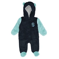 Infant & Newborn Outerstuff Navy Seattle Kraken Stay Napping Fleece Bunting Full-Zip Hooded Sleeper