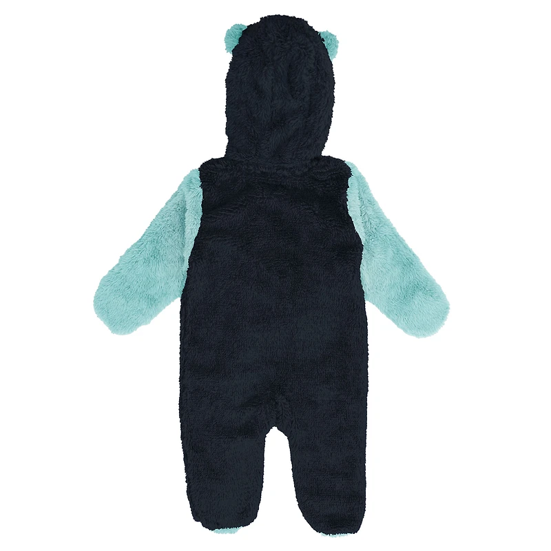 Grenouillère à capuche entièrement zippée en polaire Seattle Kraken pour nourrissons et nouveau-nés