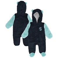 Infant & Newborn Outerstuff Navy Seattle Kraken Stay Napping Fleece Bunting Full-Zip Hooded Sleeper