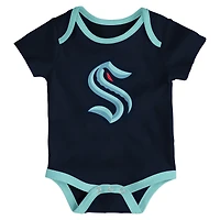Infant & Newborn Outerstuff Seattle Kraken Triple Header Three-Piece Bodysuit Set