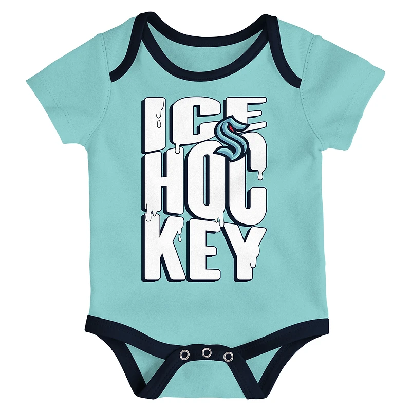 Infant & Newborn Outerstuff Seattle Kraken Triple Header Three-Piece Bodysuit Set