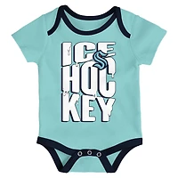 Infant & Newborn Outerstuff Seattle Kraken Triple Header Three-Piece Bodysuit Set