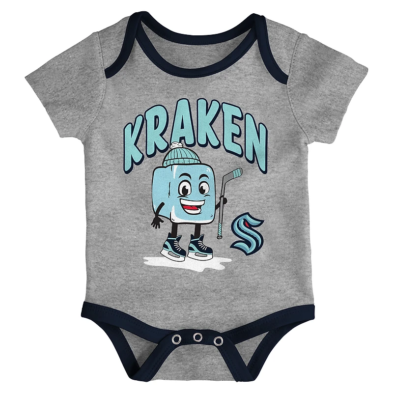 Infant & Newborn Outerstuff Seattle Kraken Triple Header Three-Piece Bodysuit Set