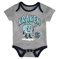 Infant & Newborn Outerstuff Seattle Kraken Triple Header Three-Piece Bodysuit Set