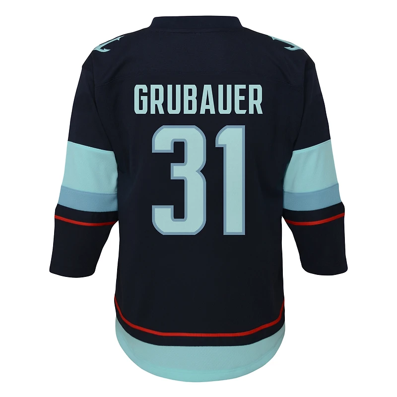 Bébé Philipp Grubauer Deep Sea Bleu Seattle Kraken Home Replica Player Jersey