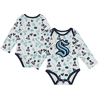 Infant White Seattle Kraken Quick Learner Long Sleeve Bodysuit
