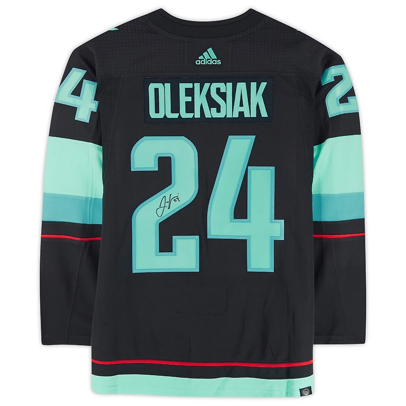 Jamie Oleksiak Deep Sea Blue Seattle Kraken Autographed adidas Authentic Jersey with Inaugural Season Jersey Patch