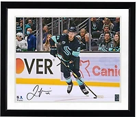 Jamie Oleksiak Seattle Kraken Autographed 16'' x 20'' Deep Sea Blue Jersey Passing Photograph