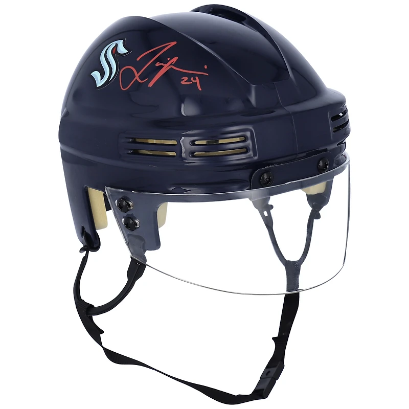Mini casque bleu marine autographié par Jamie Oleksiak (Seattle Kraken)