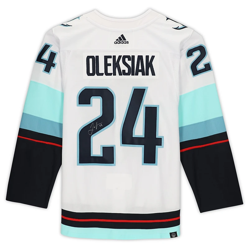 Jamie Oleksiak White Seattle Kraken Autographed adidas Authentic Jersey with Inaugural Season Jersey Patch