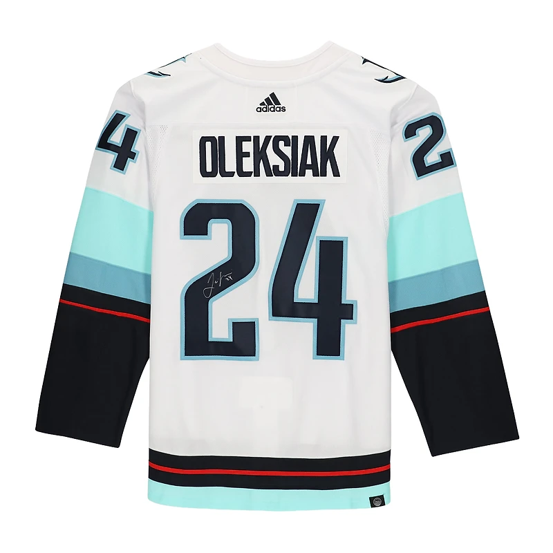 Jamie Oleksiak White Seattle Kraken Autographed adidas Authentic Jersey with Inaugural Season Jersey Patch