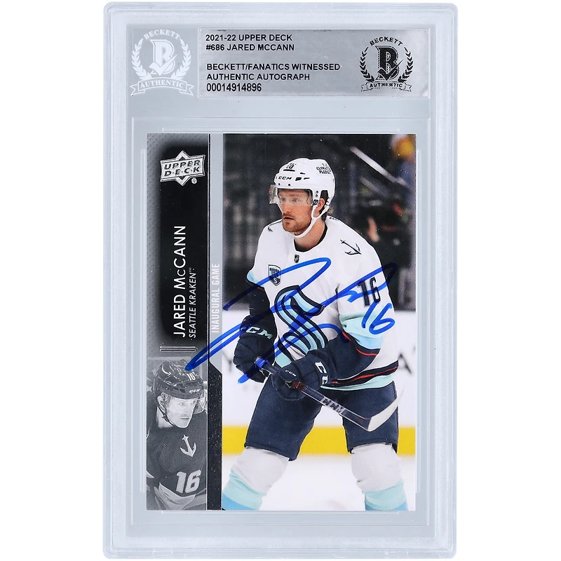 Jared McCann Seattle Kraken Autographed 2021-22 Upper Deck Extended Series #686 Beckett Fanatics Witnessed Authenticated Card