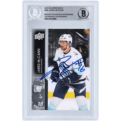 Jared McCann Seattle Kraken Autographié 2021-22 Upper Deck Extended Series #686 Beckett Fanatics Witnessed Authenticated Card