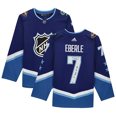 Maillot authentique adidas dédicacé par Jordan Eberle du Seattle Kraken bleu du match des étoiles de la LNH 2022 avec inscription « 1st Kraken All-Star »