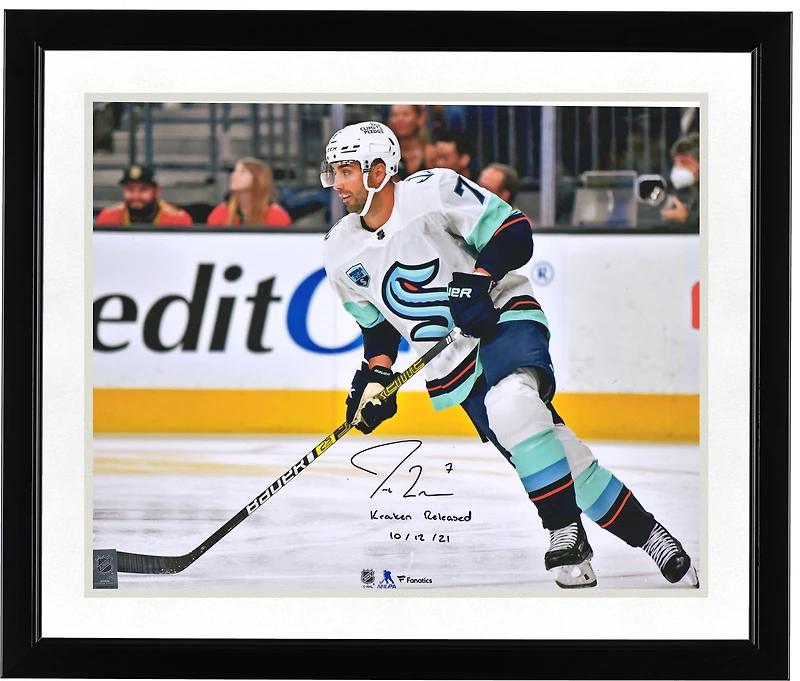 Jordan Eberle Seattle Kraken Autographed 16'' x 20'' First Game vs. Las Vegas Golden Knights Photograph with ''Kraken Released 10/12/21'' Inscription