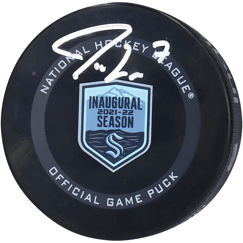 Rondelle de match officielle de la saison inaugurale 2021-22 autographiée par Jordan Eberle du Kraken de Seattle