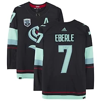 Maillot authentique adidas bleu marine autographié par Jordan Eberle des Seattle Kraken, avec écusson de la saison inaugurale