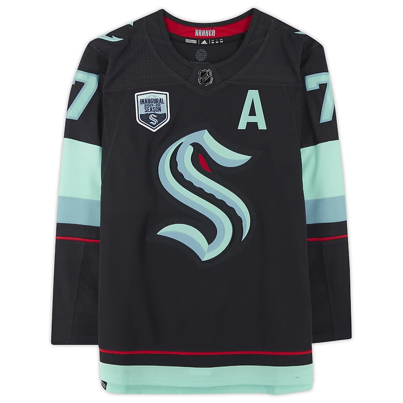 Jordan Eberle Seattle Kraken Autographed Navy adidas Authentic Jersey with "Release The Kraken" Inscription and Inaugural Season Jersey Patch