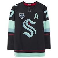 Jordan Eberle Seattle Kraken Autographed Navy adidas Authentic Jersey with "Release The Kraken" Inscription and Inaugural Season Jersey Patch