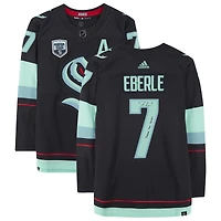 Jordan Eberle Seattle Kraken Autographed Navy adidas Authentic Jersey with "Release The Kraken" Inscription and Inaugural Season Jersey Patch