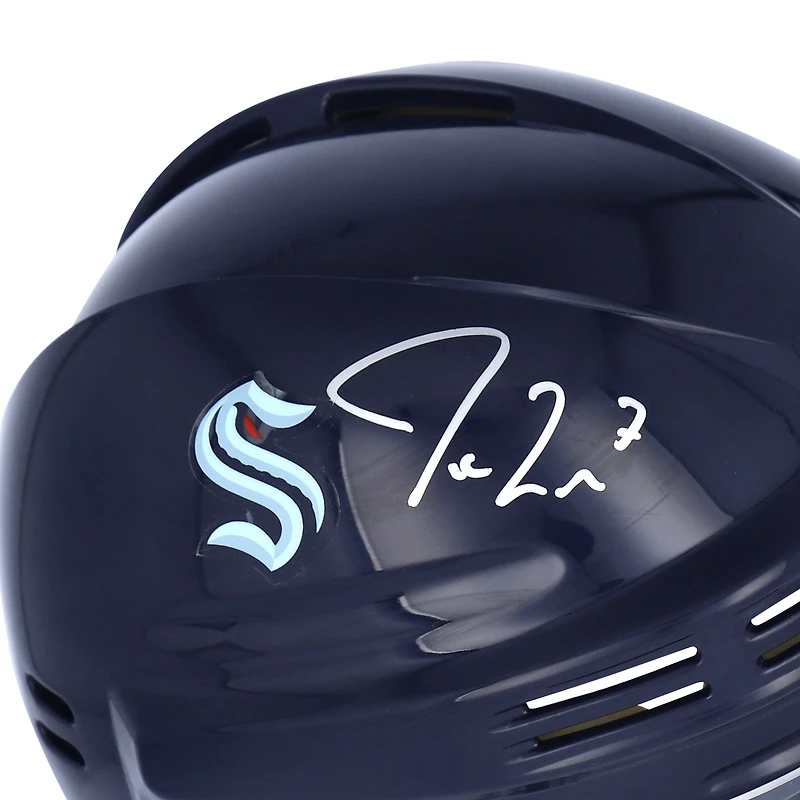 Casque mini bleu marine autographié par Jordan Eberle Seattle Kraken