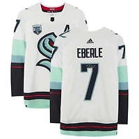 Maillot authentique adidas blanc autographié par Jordan Eberle du Seattle Kraken avec patch de maillot de la saison inaugurale