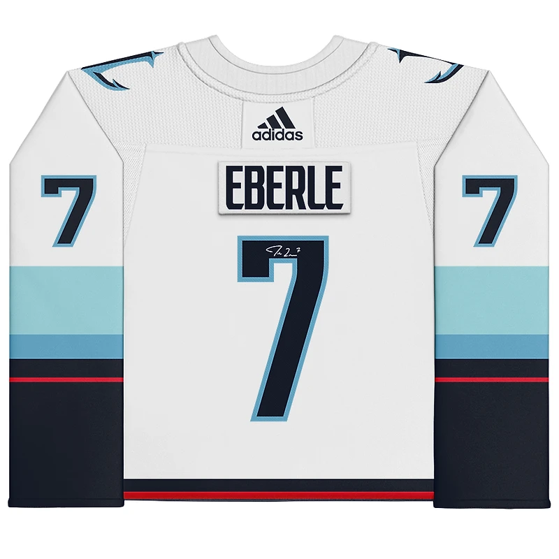 Maillot authentique adidas blanc autographié par Jordan Eberle du Seattle Kraken avec patch de maillot de la saison inaugurale