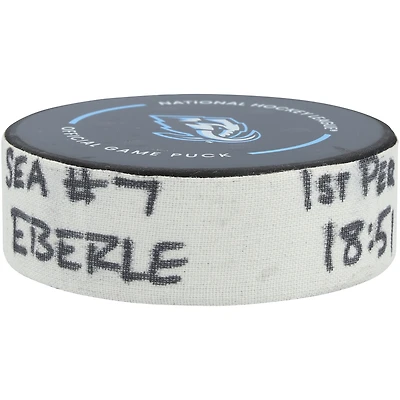Rondelle de but utilisée par Jordan Eberle (Seattle Kraken) lors du match contre le Utah Mammoth le 17 janvier 2026