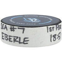 Rondelle de but utilisée par Jordan Eberle (Seattle Kraken) lors du match contre le Utah Mammoth le 17 janvier 2026