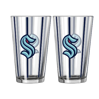Logo Brands Seattle Kraken Two-Piece 16oz. Striped Pint Glass Set
