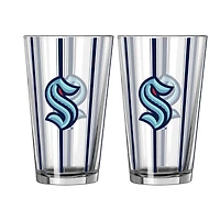 Ensemble de deux verres à bière rayés Seattle Kraken de 473 ml (16 oz) de la marque Logo Brands