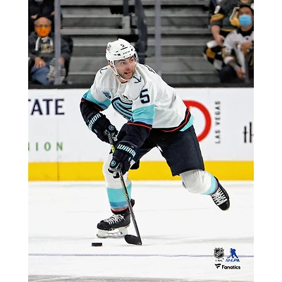 Mark Giordano Seattle Kraken Unsigned Skating with Puck Photograph