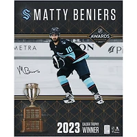 Matty Beniers Autographed Seattle Kraken 2023 Calder Trophy Winner 16" x 20" Stylized Photograph