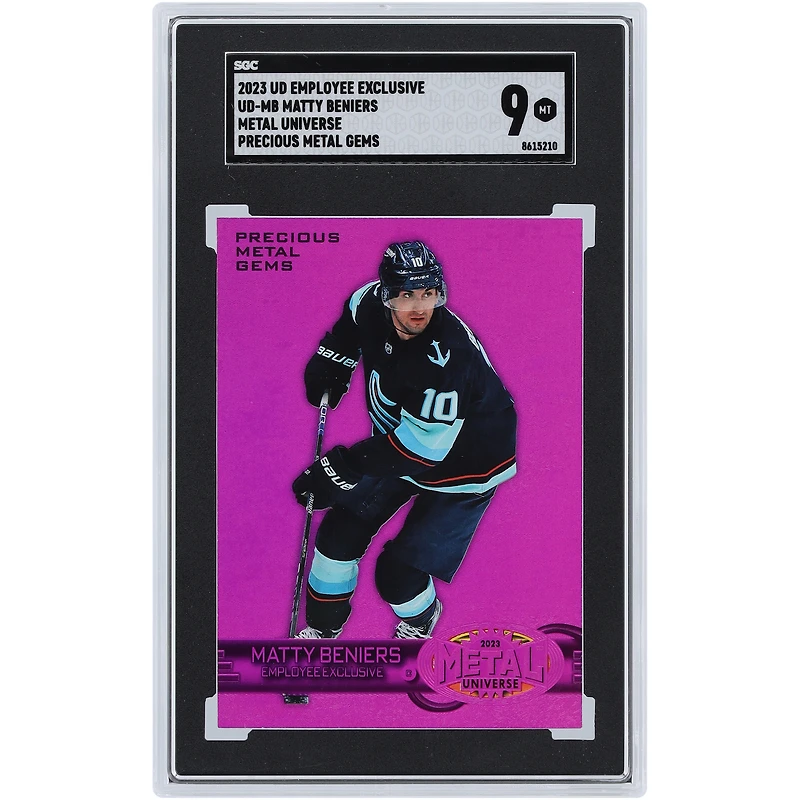 Matty Beniers Seattle Kraken 2023 Upper Deck Employee Exclusive Metal Universe Precious Metal Gems #UD-MB SGC Authenticated 9 Card 