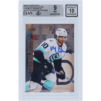 Matty Beniers Seattle Kraken Autographed 2022-23 Upper Deck Extended Series Young Guns '07-08 Retro #T-96 Beckett Fanatics Witnessed Authenticated 9/10 Rookie Card 
