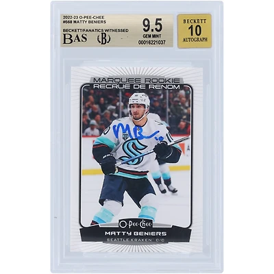 Matty Beniers Seattle Kraken Autographed 2022-23 Upper Deck O-Pee-Chee Marquee Rookies #568 Beckett Fanatics Witnessed Authenticated /10 Rookie Card