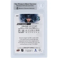Matty Beniers Seattle Kraken Autographed 2022-23 Upper Deck Series 1 Young Guns #213 Beckett Fanatics Witnessed Authenticated Rookie Card with "2023 Calder" Inscription