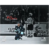 Matty Beniers Seattle Kraken Autographed 8" x 10" Navy Jersey Celebration Photograph