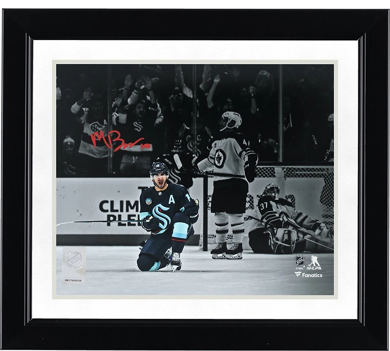 Matty Beniers Seattle Kraken Autographed 8" x 10" Navy Jersey Celebration Photograph