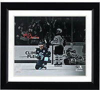 Matty Beniers Seattle Kraken Autographed 8" x 10" Navy Jersey Celebration Photograph