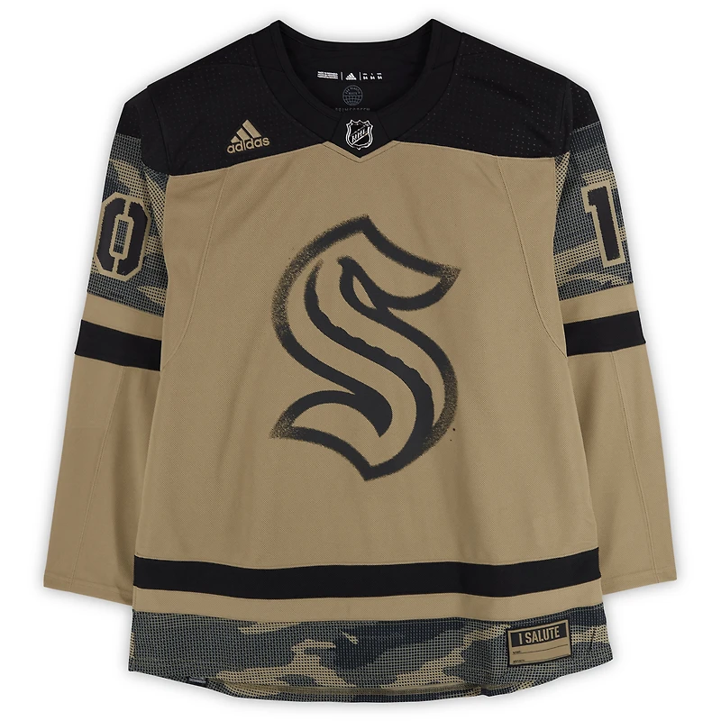 Matty Beniers Seattle Kraken Autographed Camo adidas Authentic Jersey 