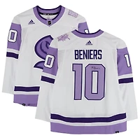 Matty Beniers Seattle Kraken Autographed Hockey Fights Cancer adidas Authentic Jersey 