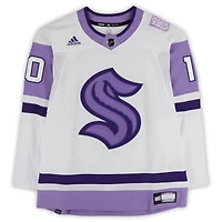 Matty Beniers Seattle Kraken Autographed Hockey Fights Cancer adidas Authentic Jersey 