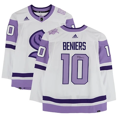 Matty Beniers Seattle Kraken Autographed Hockey Fights Cancer adidas Authentic Jersey 