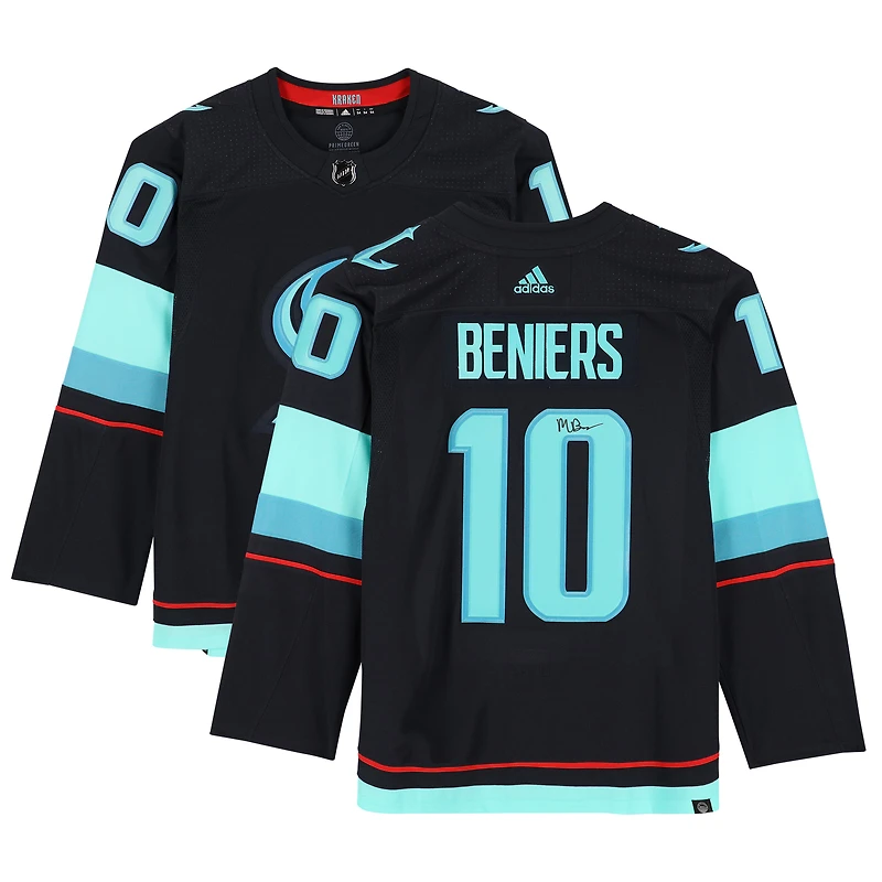 Matty Beniers Seattle Kraken Autographed Navy Adidas Authentic Jersey with No Patch